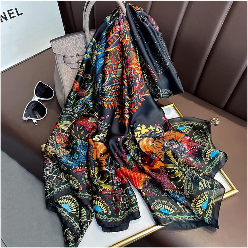Aufeel Fashion Scarves 100% Satin Silk Scarf Long Lightweight Sunscreen Shawls Wraps for Women Hair Scarves - Image 2