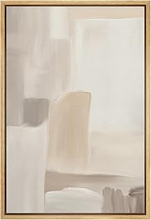 MUDECOR Framed Canvas Print Wall Art Minimalist Neutral Abstract Beige and Taupe Geometric Illustrations Minimalism Decorative Bohemian Colorful Zen for Living Room, Bedroom, Office - 16"x24" NATURAL