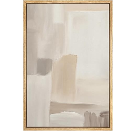 MUDECOR Framed Canvas Print Wall Art Minimalist Neutral Abstract Beige