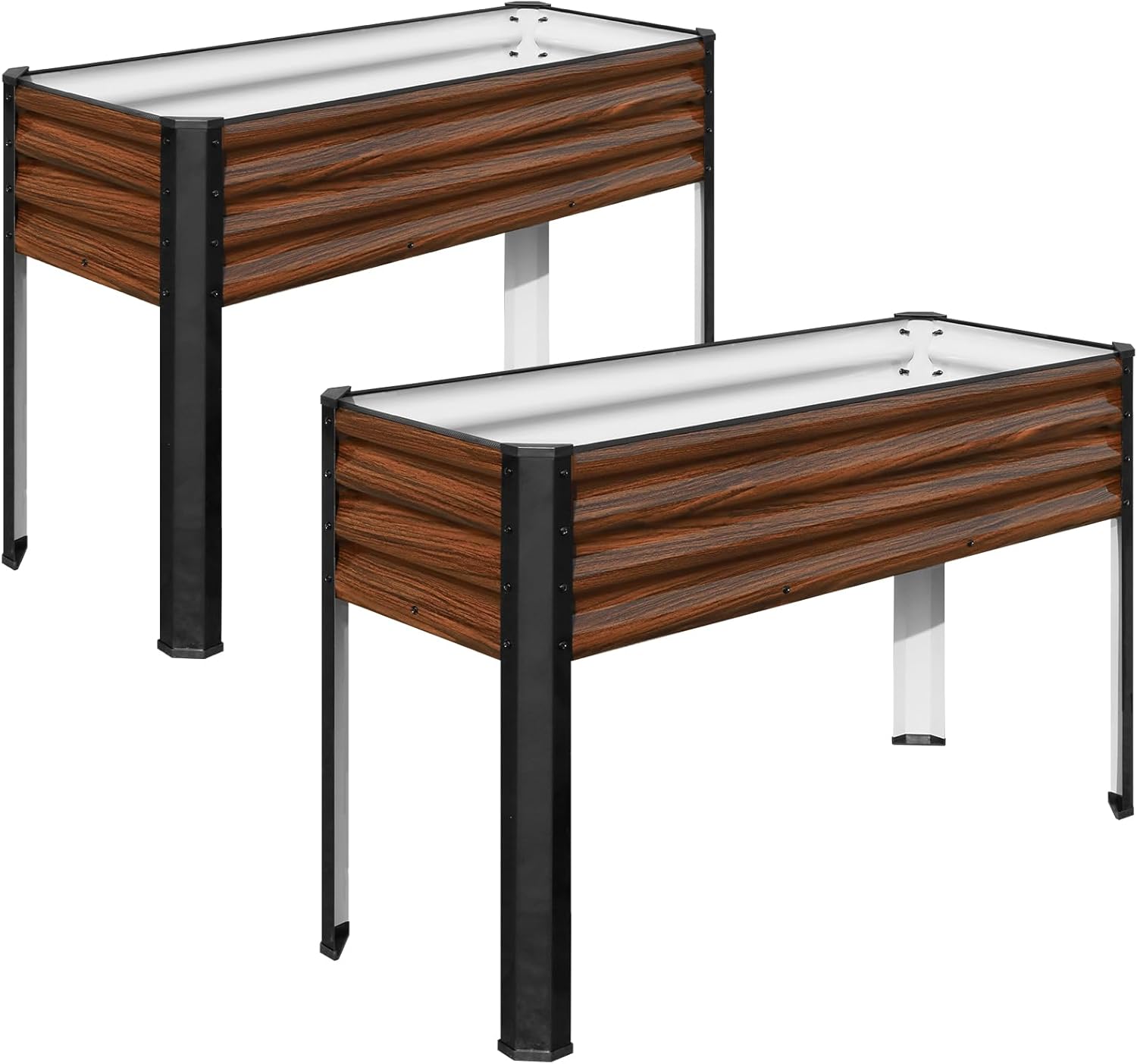 SnugNiture Raised Garden Bed with Legs, 2PCS 48×18×32in, 3 Pcs 2x2x1ft Oval Metal Garden Bed