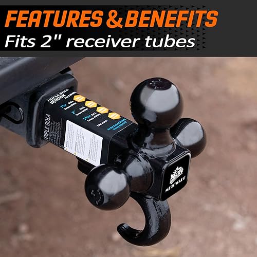 Miniatura 2 de MEOTWARE - Enganche de remolque con gancho  Tamaño de bola de remolque resistente de 1-78 pulgadas, 2 pulgadas y 2-516 pulgadas, se adapta a