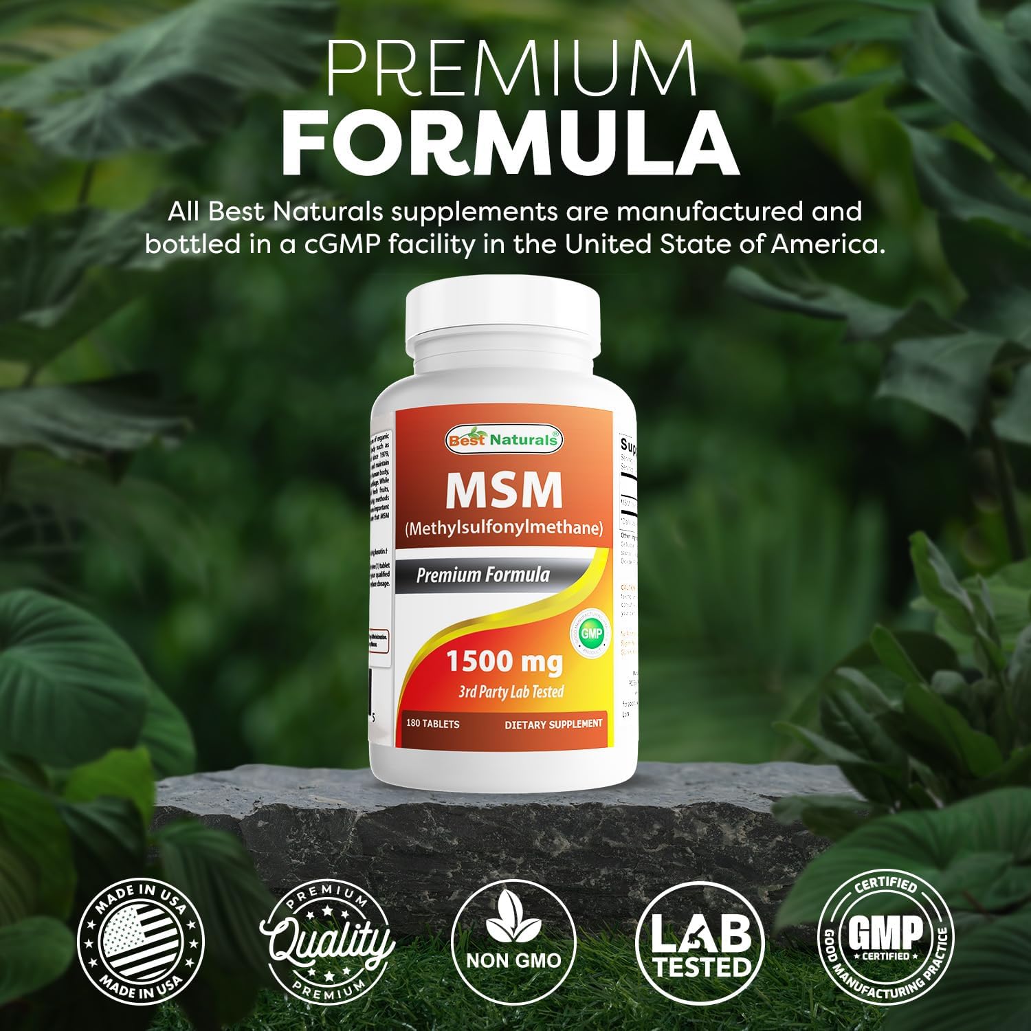 Best Naturals MSM 1500 mg 180 Tablets (Pack of 2)