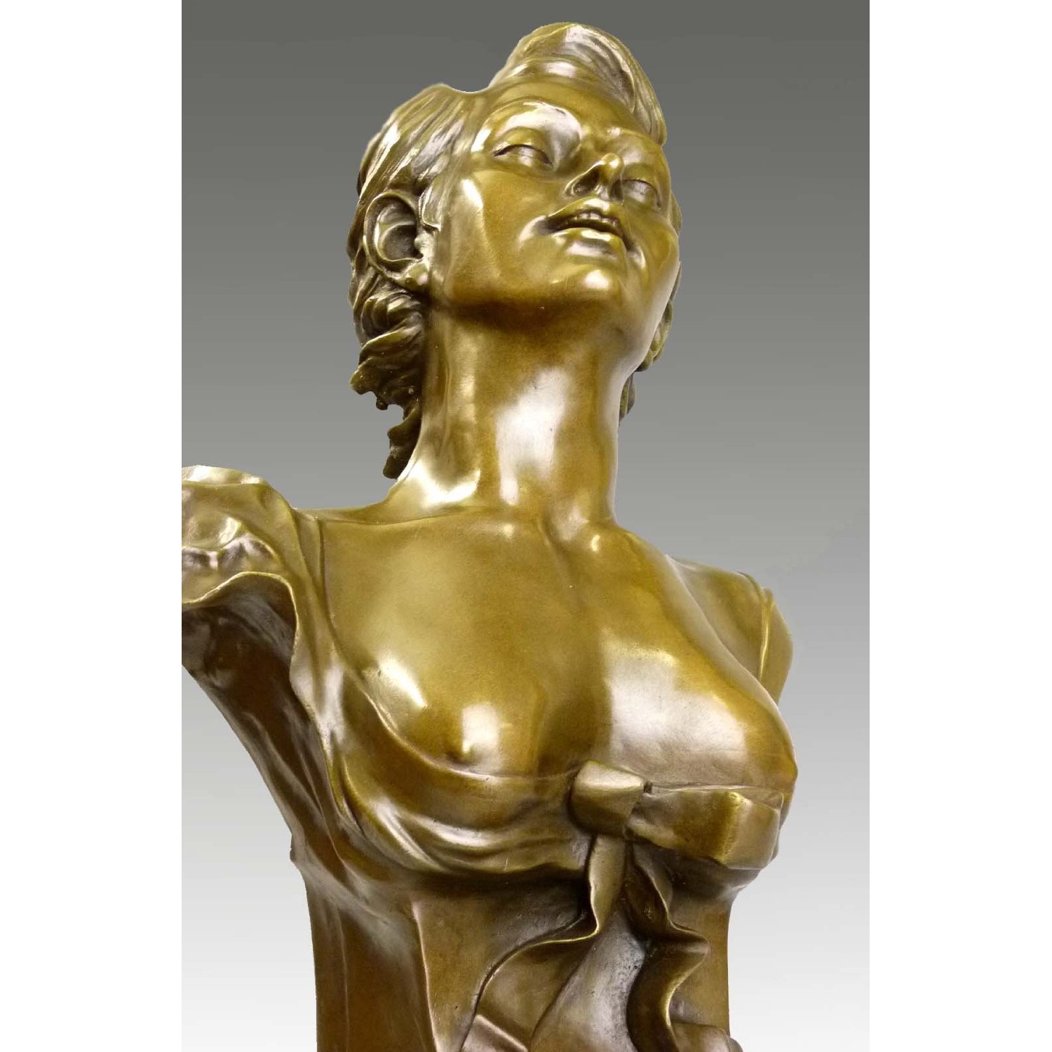 Kunst & Ambiente - Auguste Moreau - Jugendstil Frauen Büste in Bronze - signiert - Deko Figur - Skulpturen - Edel Einrichtung - Statuen online Kaufen - Wohndeko - Innen