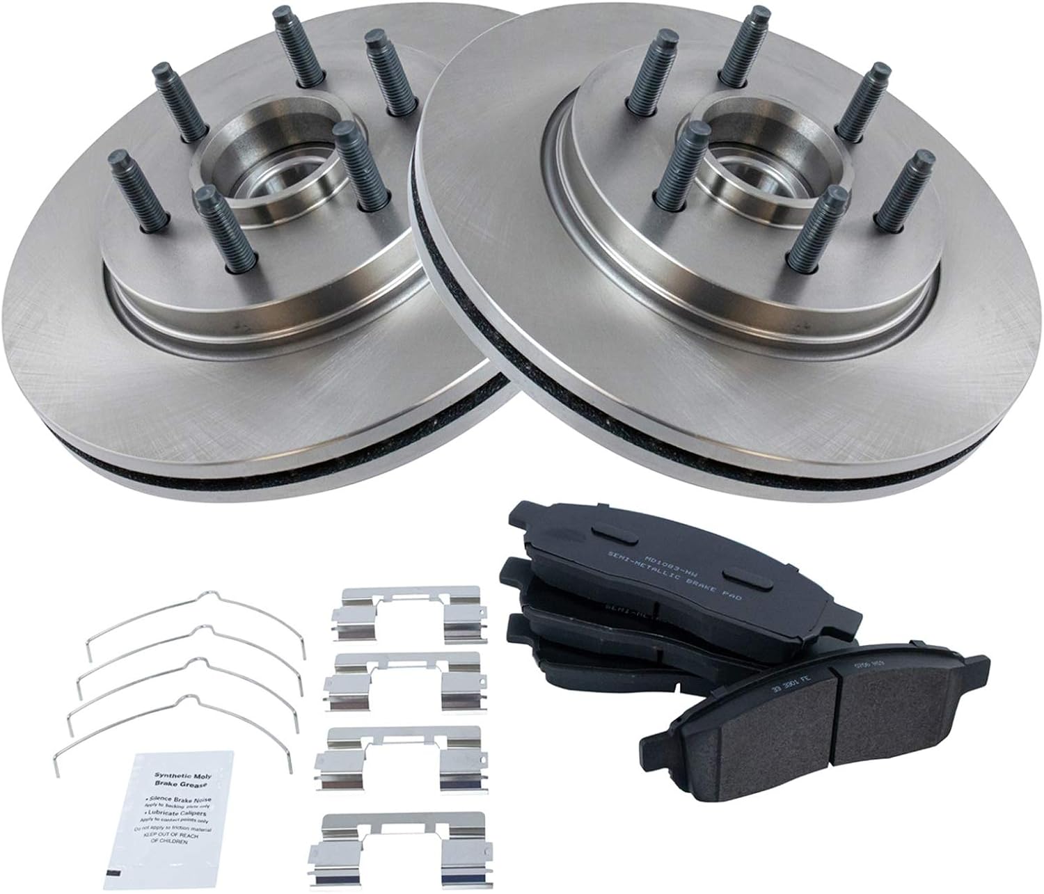 TRQ Front Brake Pad & Rotor Kit Brake Pads Brake Rotor Semi-Metallic Compatible with 2004-2008 Ford F-150 2006-2008 Lincoln Mark LT