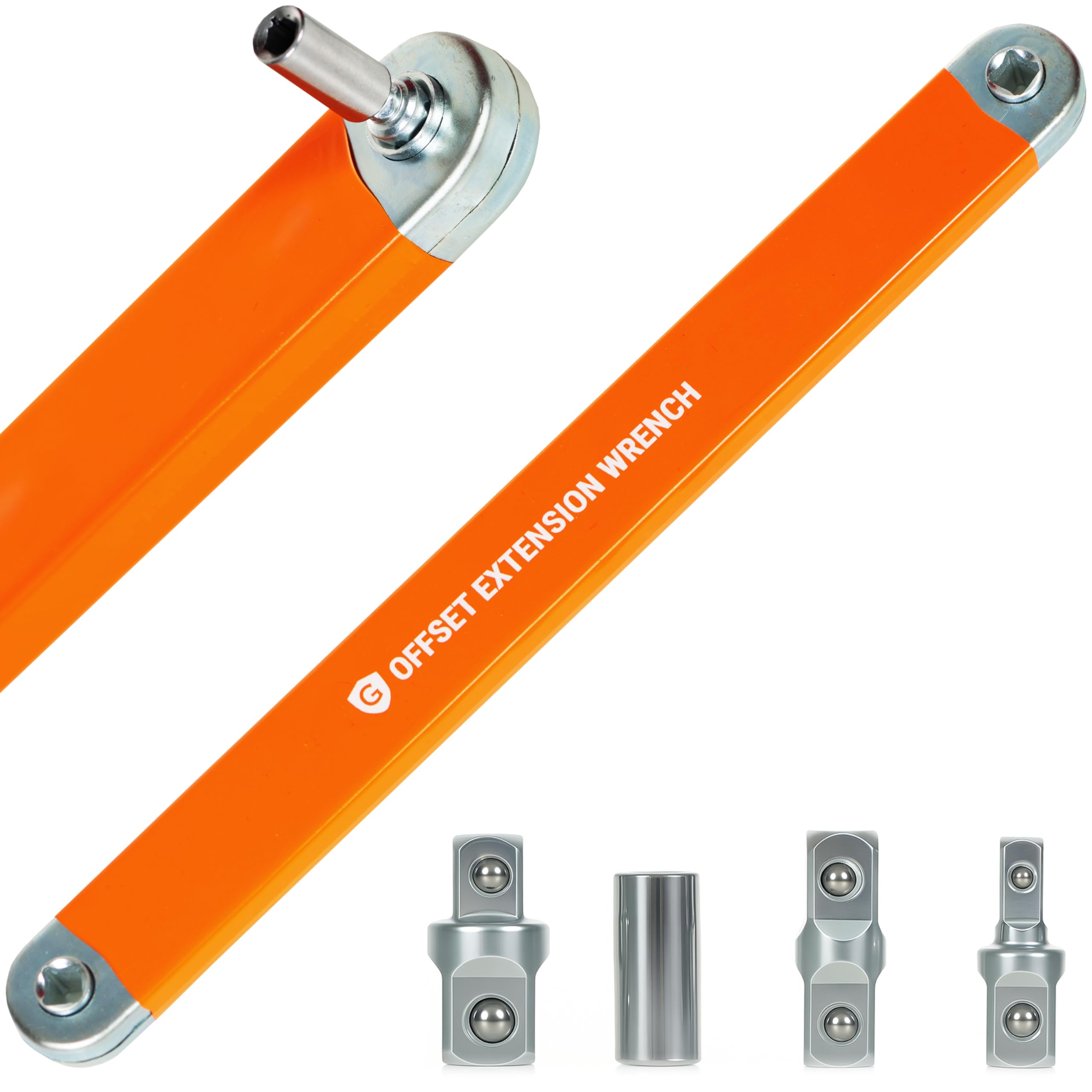 Granatan Juego de llaves de extensión compensadas, llave ajustable de 15.4 pulgadas con adaptadores de unidad cuadrada de 1/4 pulgadas, 3/8 pulgadas, 1/2 pulgadas y enchufe de 1/4 pulgadas, diseño
