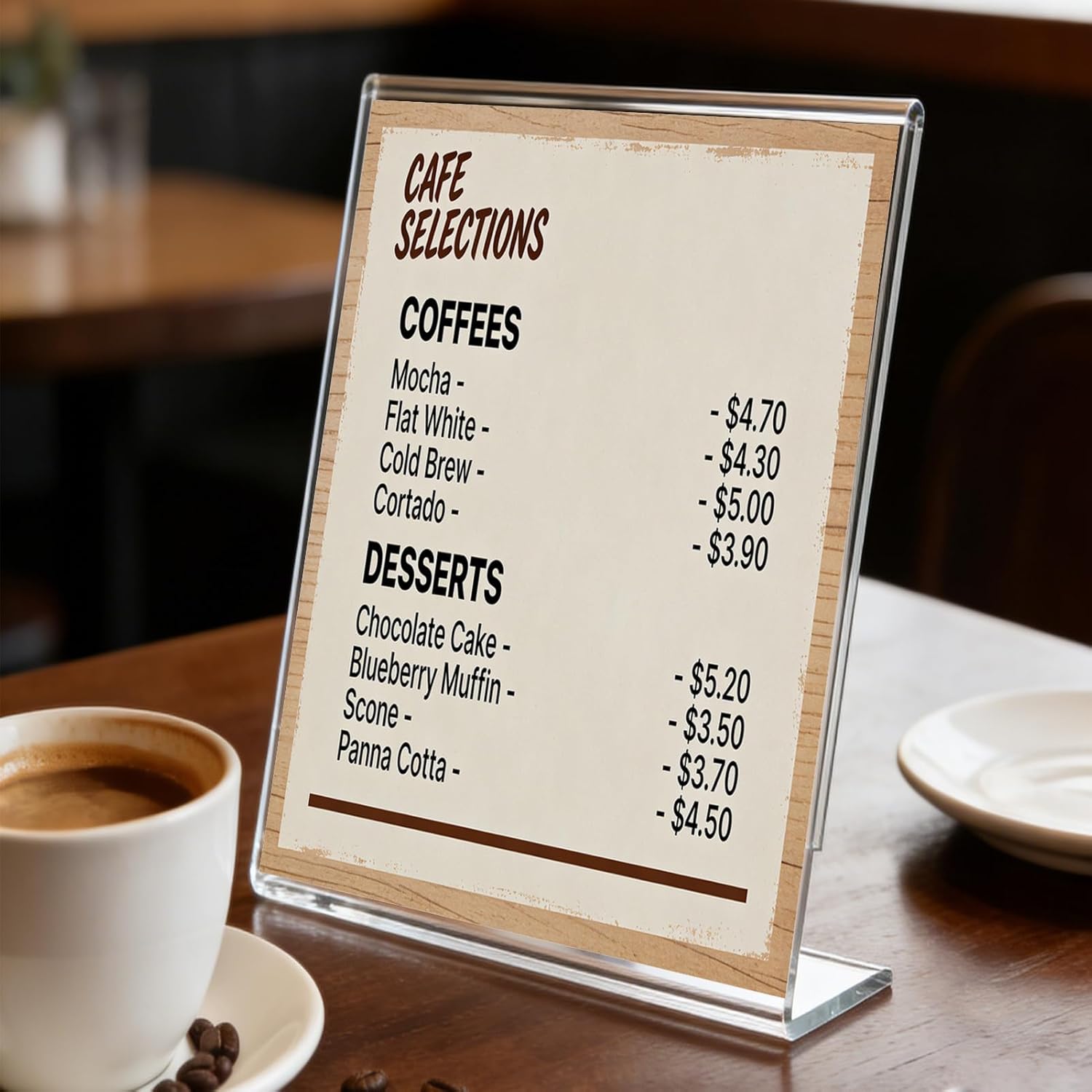 SVOPY 6 Pack Acrylic Sign Stand Holders, 8.5 x 11 Clear Plastic L Shape Table Paper Display Stand, Suit for Displaying Posters, Picture, Flyers, Menu