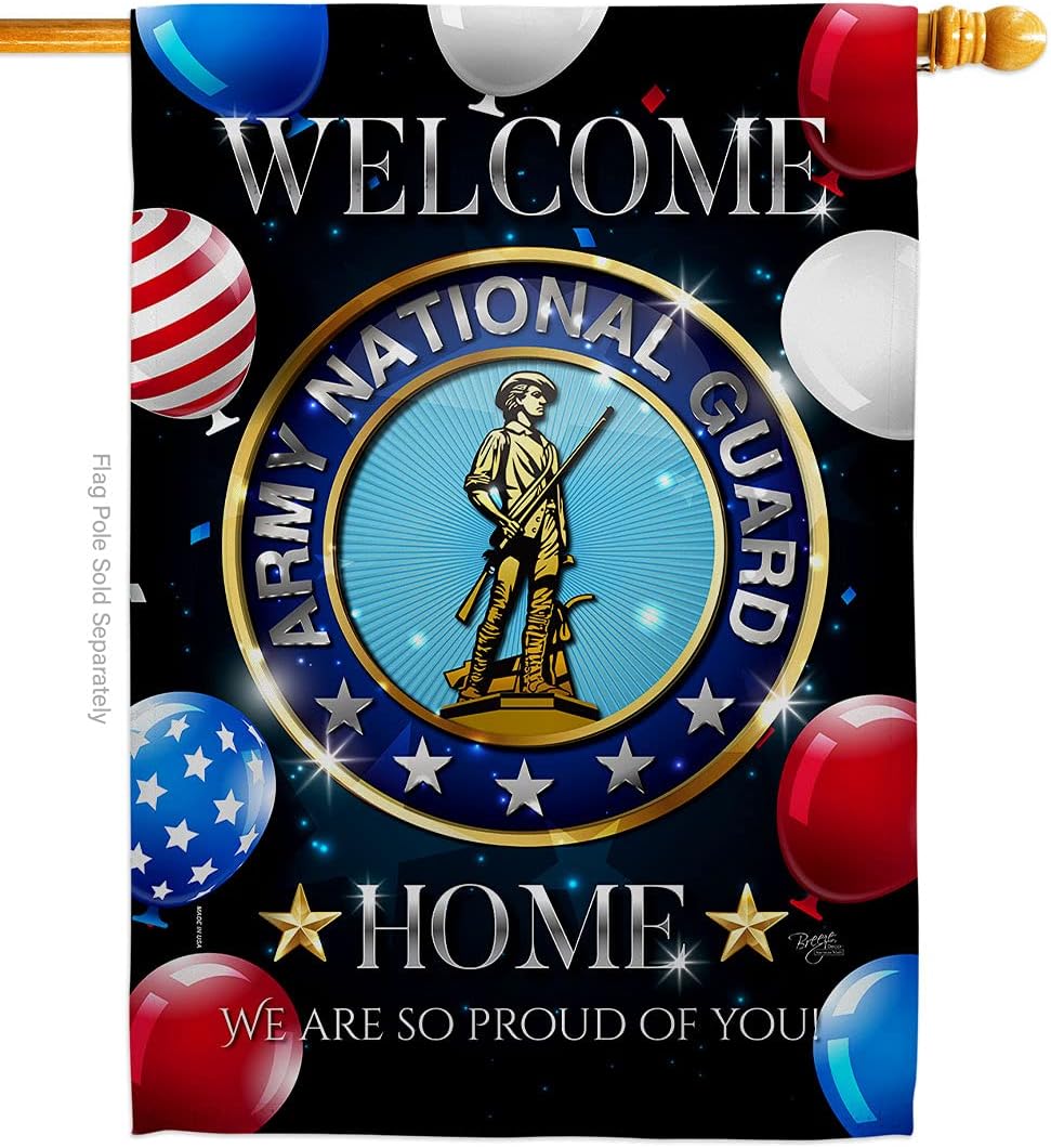 Breeze Decor Welcome Home Army National Guard House Flag-Armed Forces Rangers United State American Military Veteran Retire Official Decoration Banner Small Garden Yard Gift Double-Sided, Made in USA