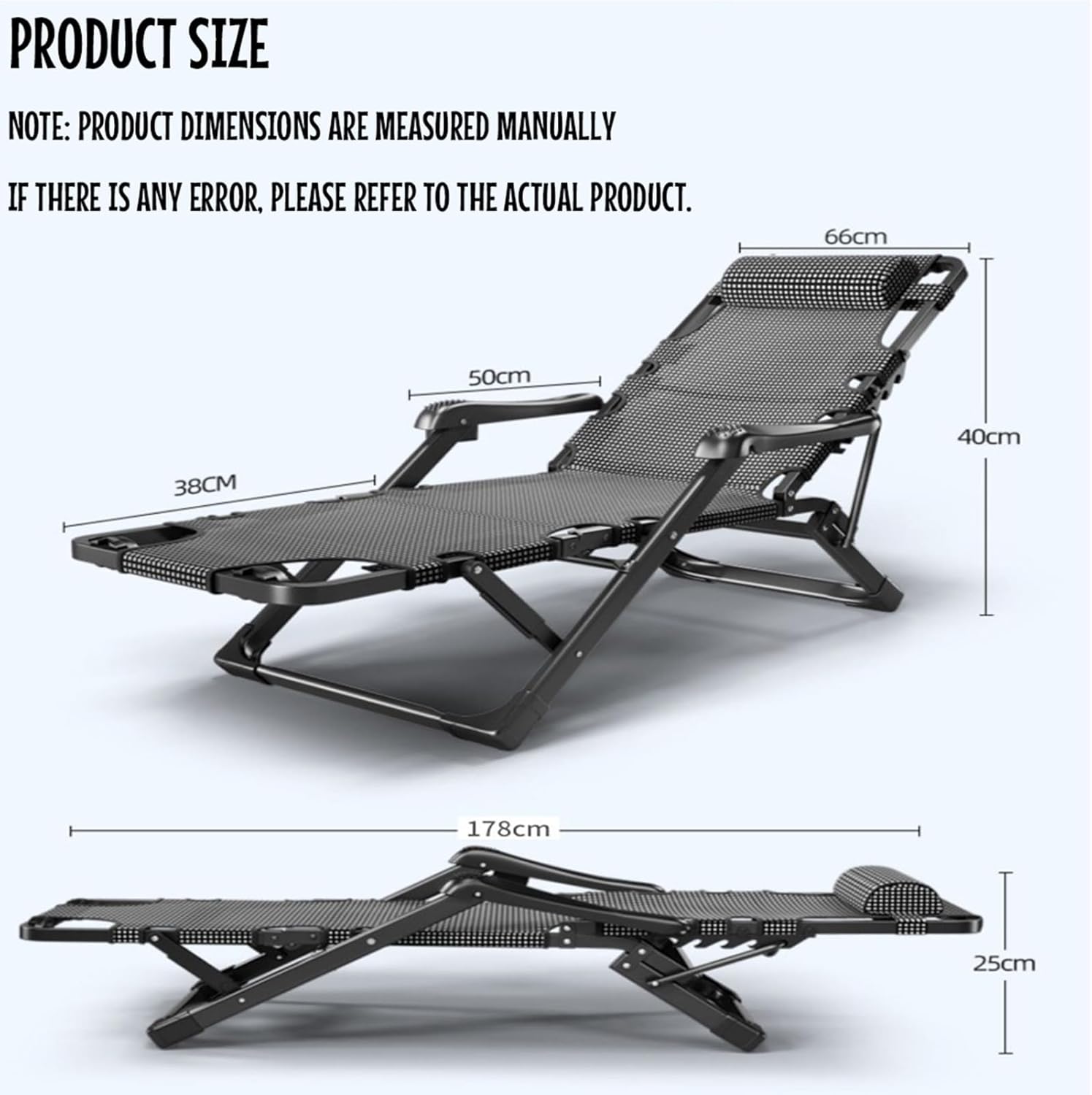 Camping Chair, Adjustable Reclining Patio Chairs, Lawn Recliner, Reclining Patio Lounger Chair, Folding Reclining Lounge Chair,Indoor Outdoor Patio Chairs (Color : Gray, Size : 178x66x30cm)