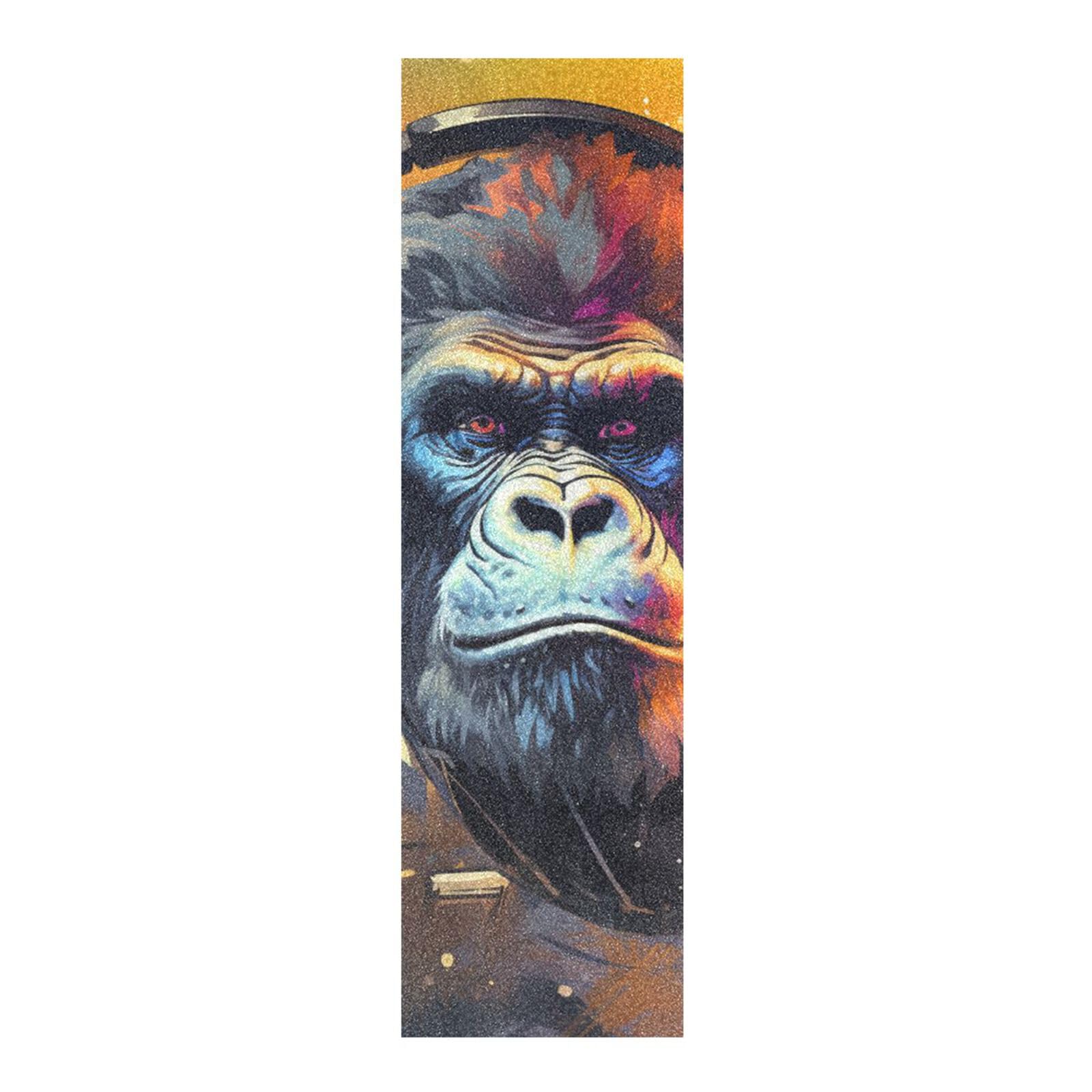 Cool Watercolor Gorilla Skateboard Grip Tape Sheets Creative Longboard Waterproof Griptapes for Youth Boys Girls Kids Men No Bubble Free Easy to Apply(1Pcs)