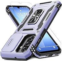 Vista 56 de DEERLAMN - Funda para Samsung Galaxy A15 5G con cubierta deslizante para la cámara + protector de pantalla (1 paquete), soporte giratorio con anillo