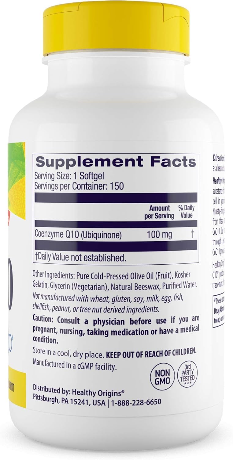 Healthy Origins Kaneka CoQ10 Gels, 100 Mg, 150 Count : Health & Household
