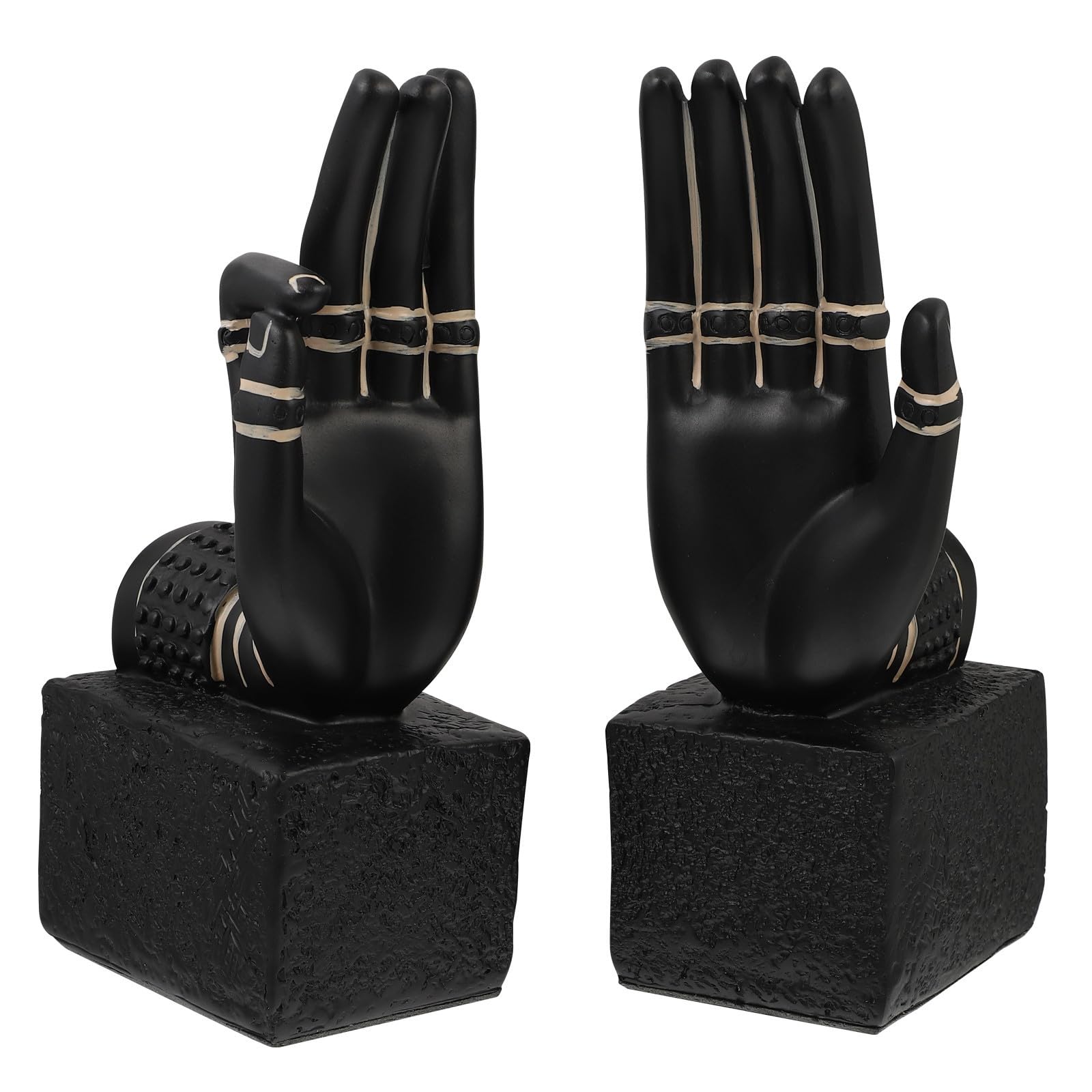 GALPADA 1paio Fermalibri Buddha in Resina Design Mano Vintage con Linee Dipinte Mano Supporti Decorativi per Mensole e Scrivania per Casa Ufficio e Biblioteca