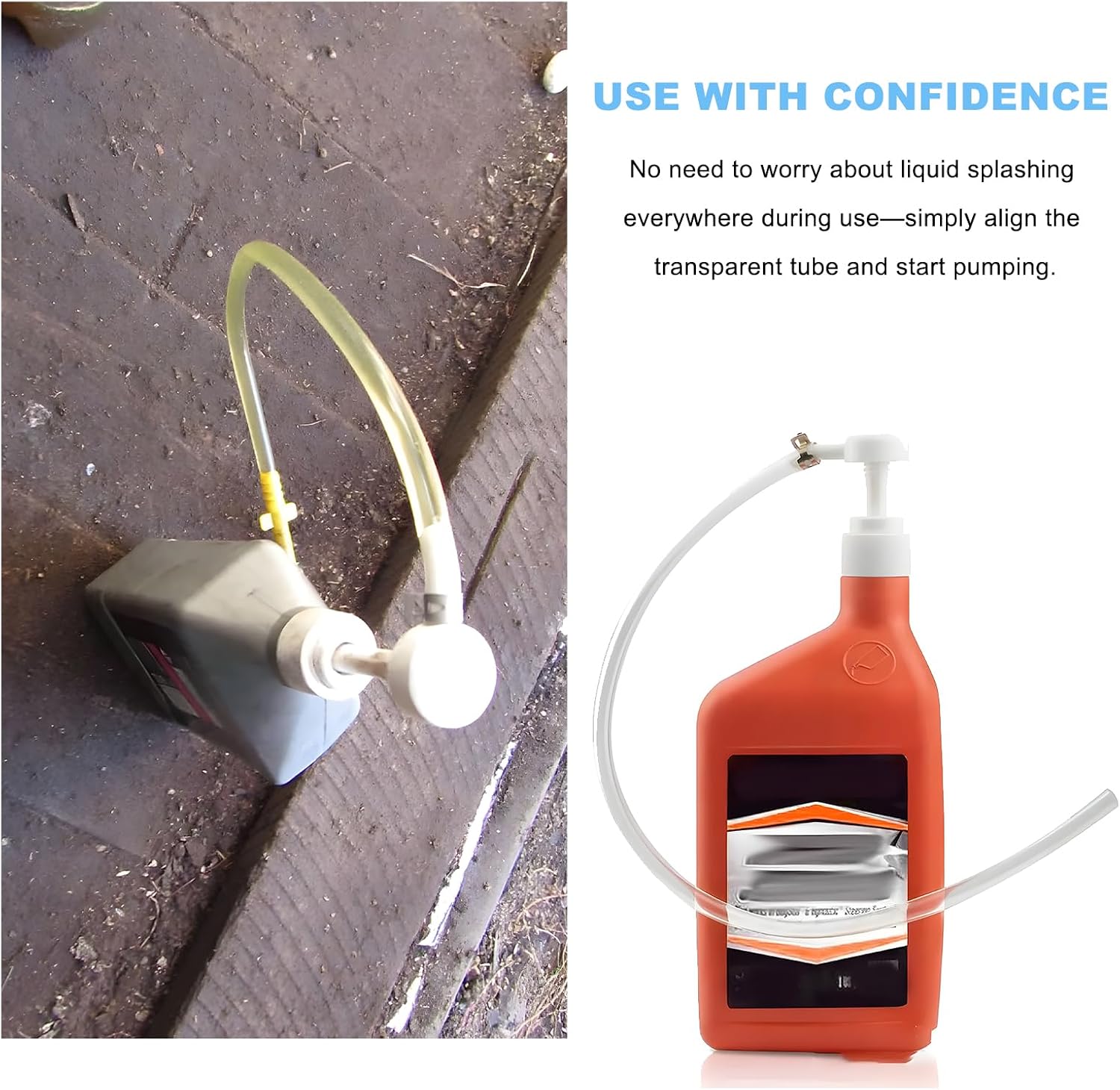 Fluid Pump for Quart Bottles, 4cc Per Pump Stroke Quart Bottle Hand Pumps with Flexible Tube, Transmission Fluid Transfer Kit Lower Unit Gear Oil Extractor for Car Marine Boat