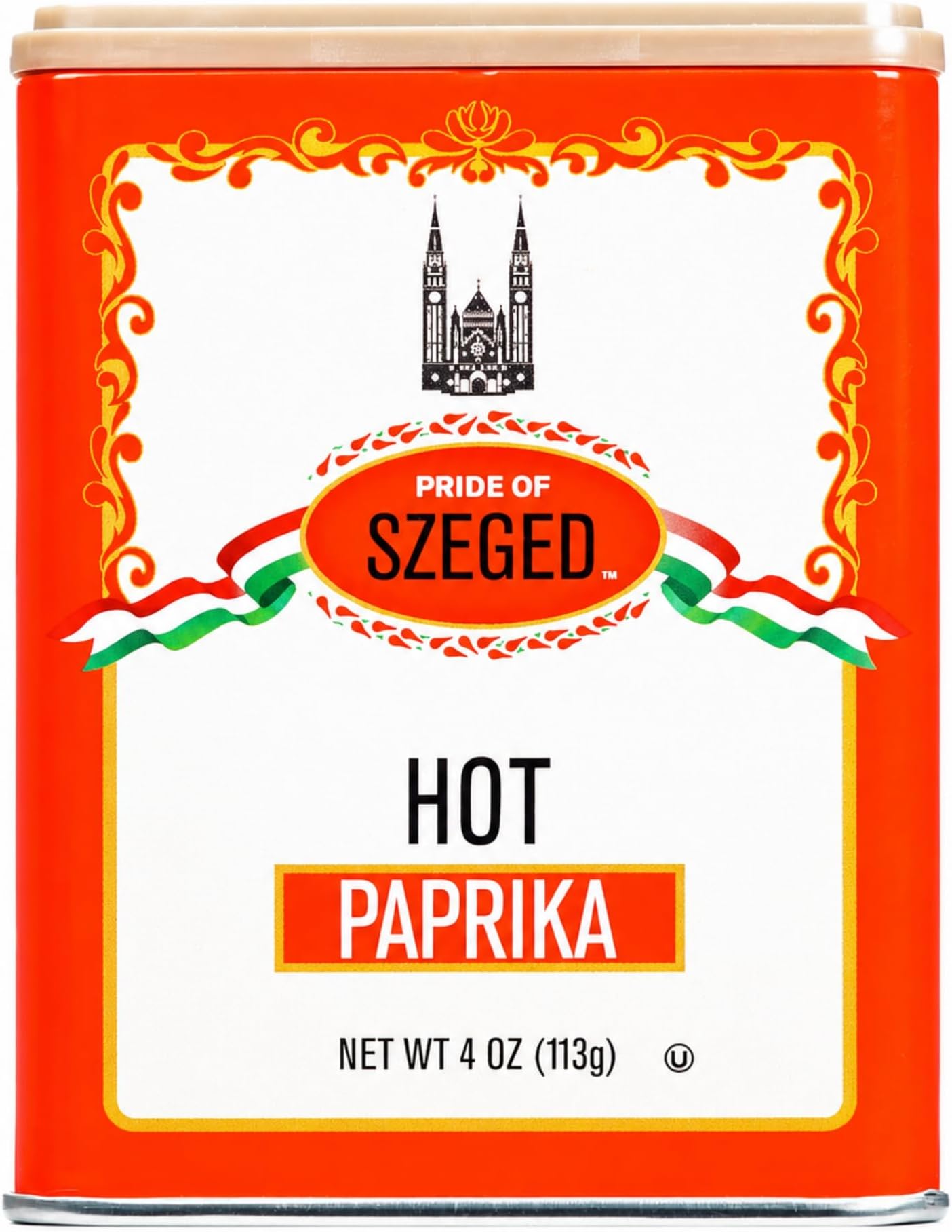 Pride of Szeged Hot Paprika Powder, Bright Red, 4 oz. Tin, 1-Count