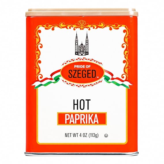 Pride of Szeged Hot Paprika Powder, Bright Red, 4 oz. Tin, 1-Count