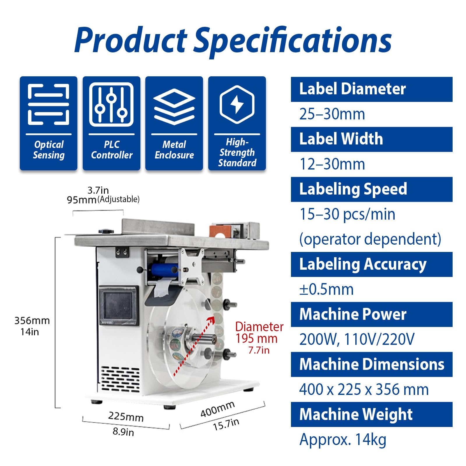 Etichettatrice per Imballaggi Cartone, Macchina Etichettatura Angolo Scatola Semi Automatica per Etichette Trasparenti O Opache Con Applicazione Uniforme