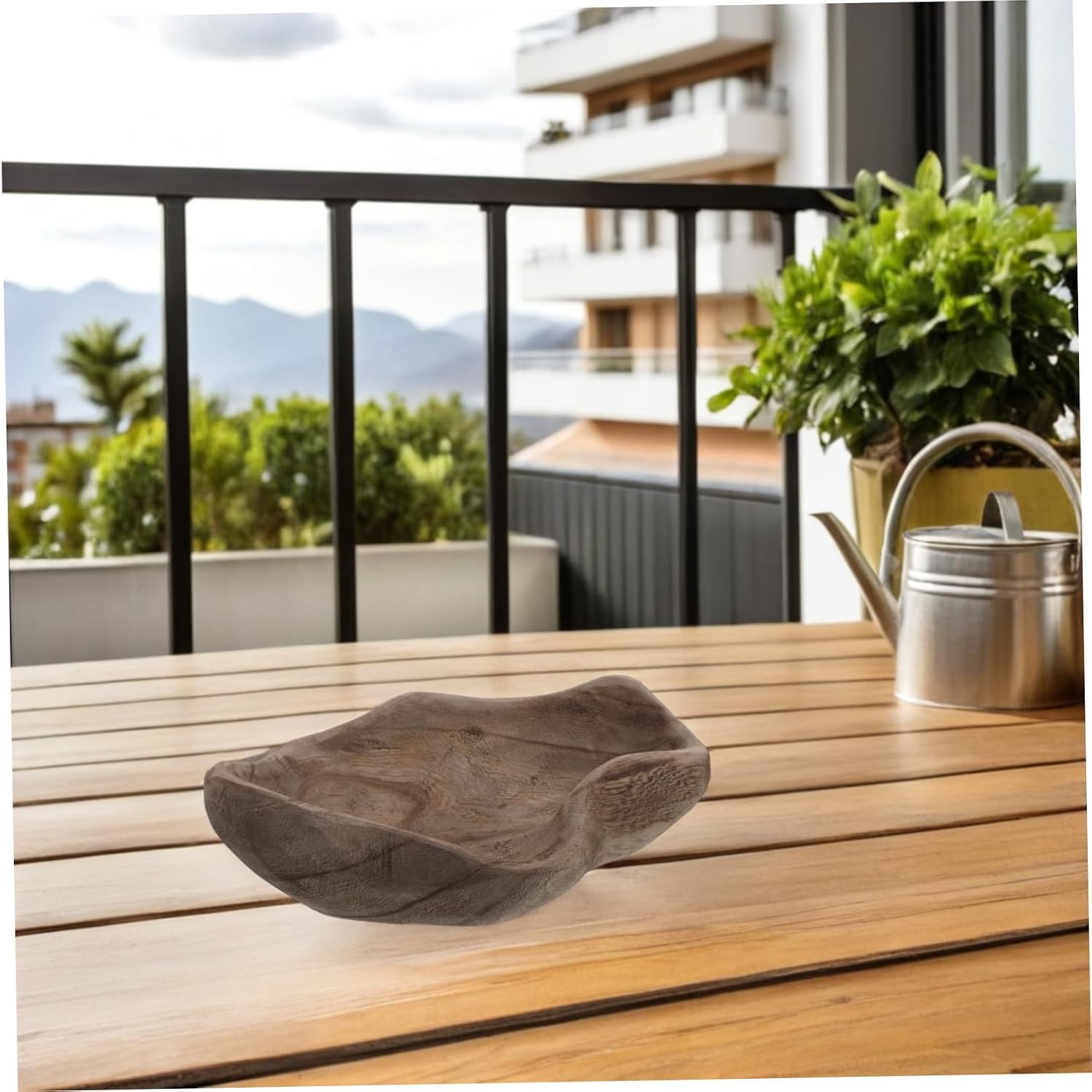 Tabletop Bird Bath Butterfly Water Station Rustic Wood for Patio