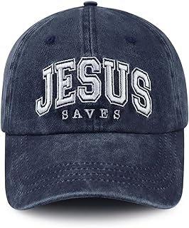 Jesus Saves Hats for Men Women, Funny Adjustable Cotton Christian Baseball Cap