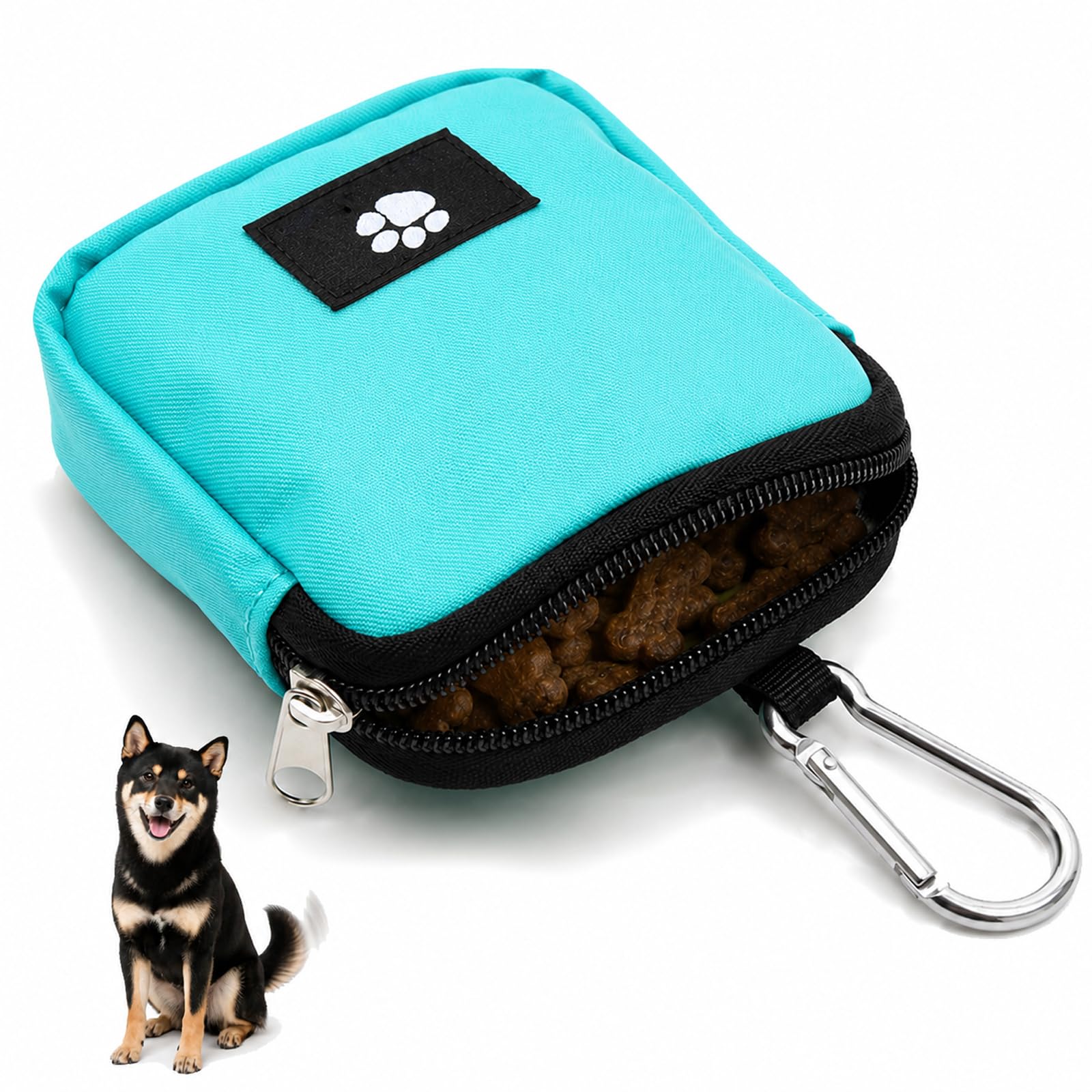 JILLICK Compact Dog Training Pouch with Sealed Zip Closure, Water-Resistant & Easy-Clean Fabric - Hands-Free Pet Bag for Walks, Outdoor Use, Stain-Resistant EVA Lining & Belt Clip, Durable, Portable,