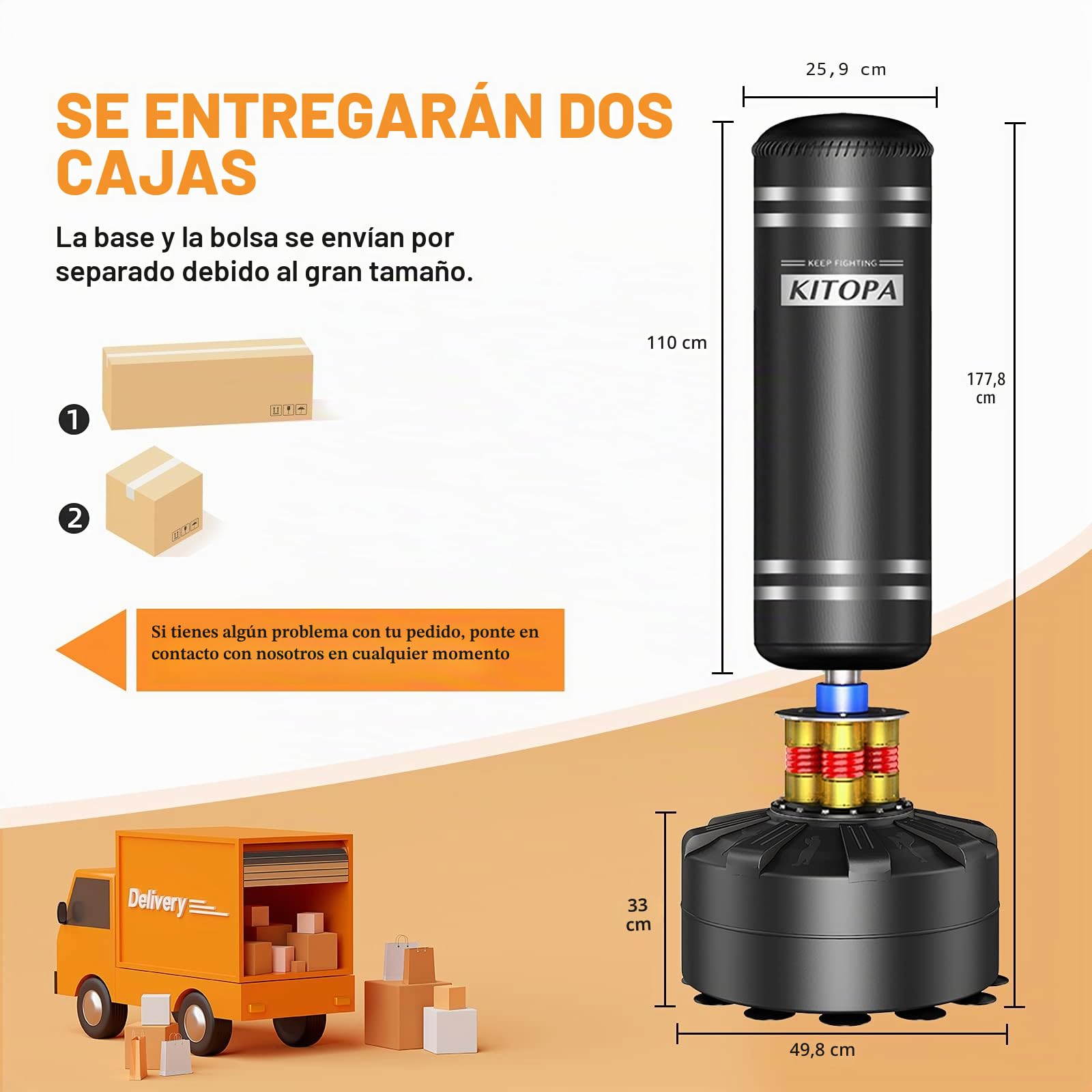 Kitopa Saco de Boxeo de Pie Adulto, Saco de Boxeo Pesado de 178cm con Soporte para Adultos Jóvenes Niños Resistente a los Desgarros, Recuperación Rápida, Base de Ventosa