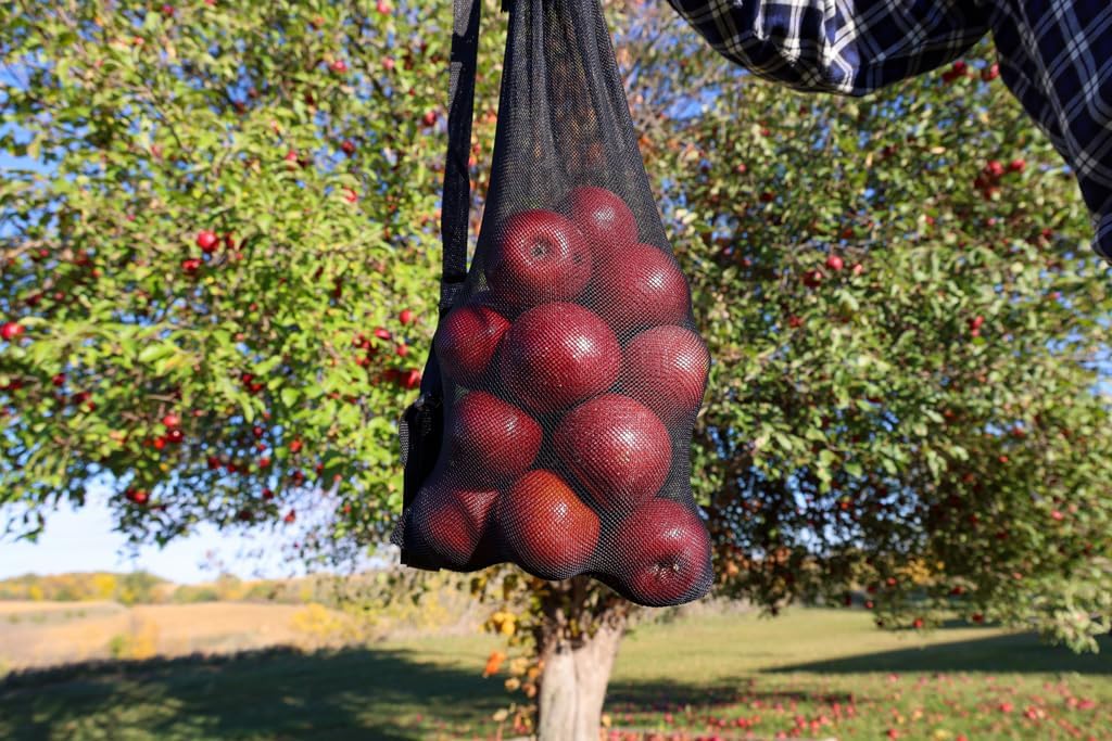 EZ SMART 21ft Reaching Fruit Picker with Lightweight Rigid Pole – Patented Compact Foldable Design with Twist on Head – 2 in 1 Combo Pack – MESH Carrying Bag Included