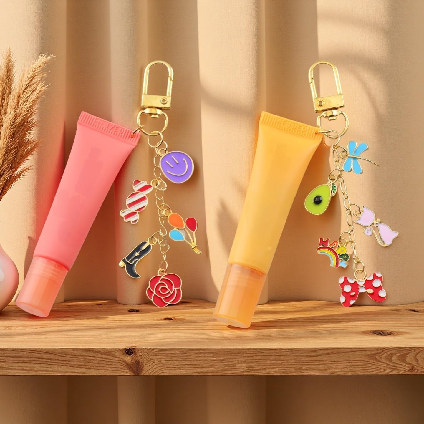 Keychain Making Kit Keychain Charms Bulk Y2k Lip Gloss Kindle Charms Phone Bag Charm Kit Cute Beaded Key Chain 300Pcs Beads 100Pcs Charm for DIY Key Chain Kits Accessories Jewelry Making Supplies - Image 3