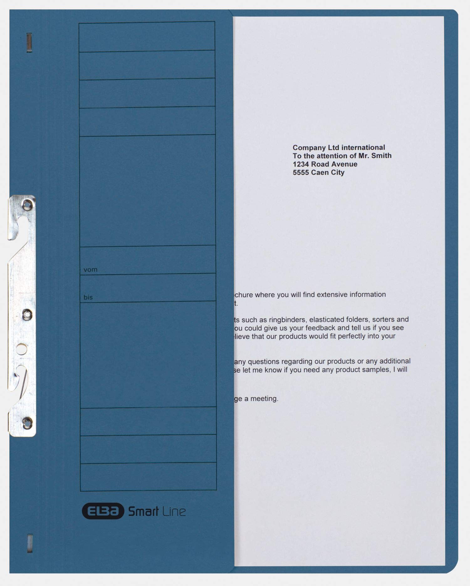 Elba 22421BL - Cartella per singolo fascicolo, per ufficio, 250 g/qm, in cartone manila, per fogli A4 200 DIN circa, mezza copertina anteriore, 50 pezzi, blu