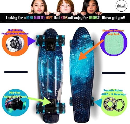 Miniatura 22 de SKITCH Patinetas para niños, adolescentes y adultos Juego de regalo de patineta premium para principiantes y profesionales completo con mini tabla