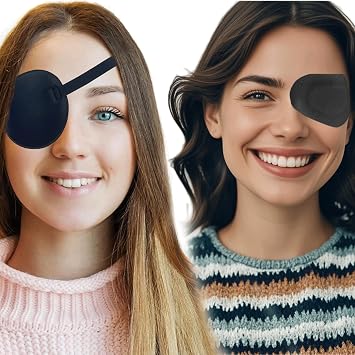2 Pcs Adjustable Eye Patch and 20 Pcs Adhesive Eye Patches for Adults Medical Eye Patch for Amblyopia Lazy Eye, Black Color