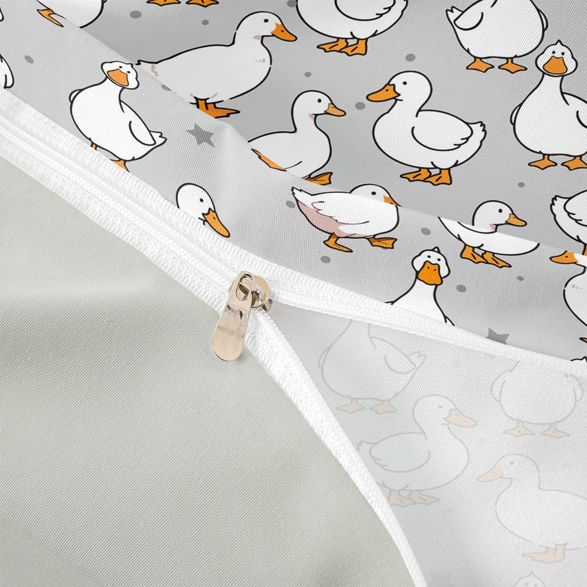 Loussiesd Juego de funda de edredón de pato Kawaii tamaño doble, para niños y niñas, juego de ropa de cama de pato divertido, transpirable, suave, regalo para amantes de las mascotas, colcha de 3
