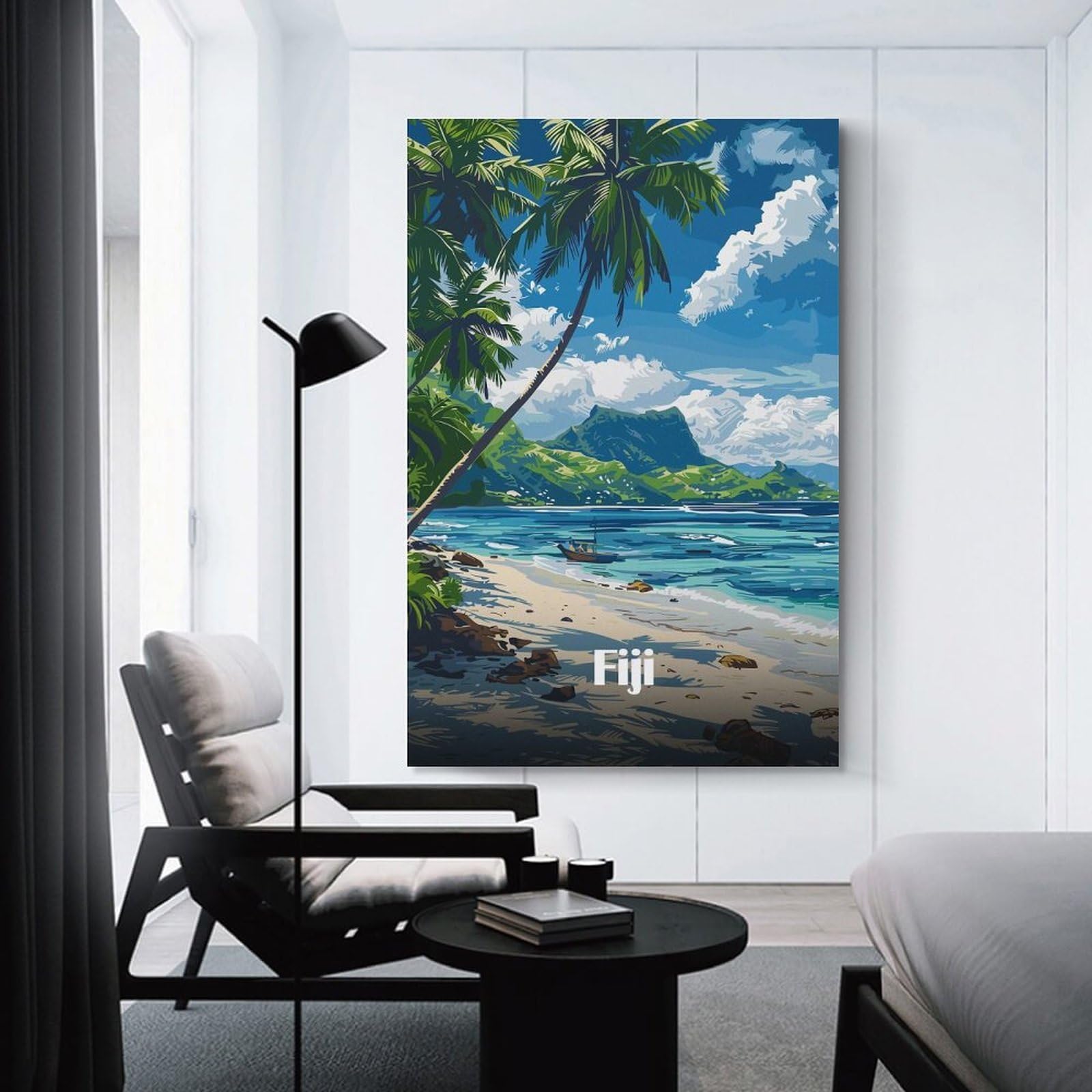 Junmoney Fiji Beach Paradise Wall Art Print, 16x24inch(40x60cm), for Wall Displays, Bedrooms Or Room Updates, A Versatile Canvas Print for Layering