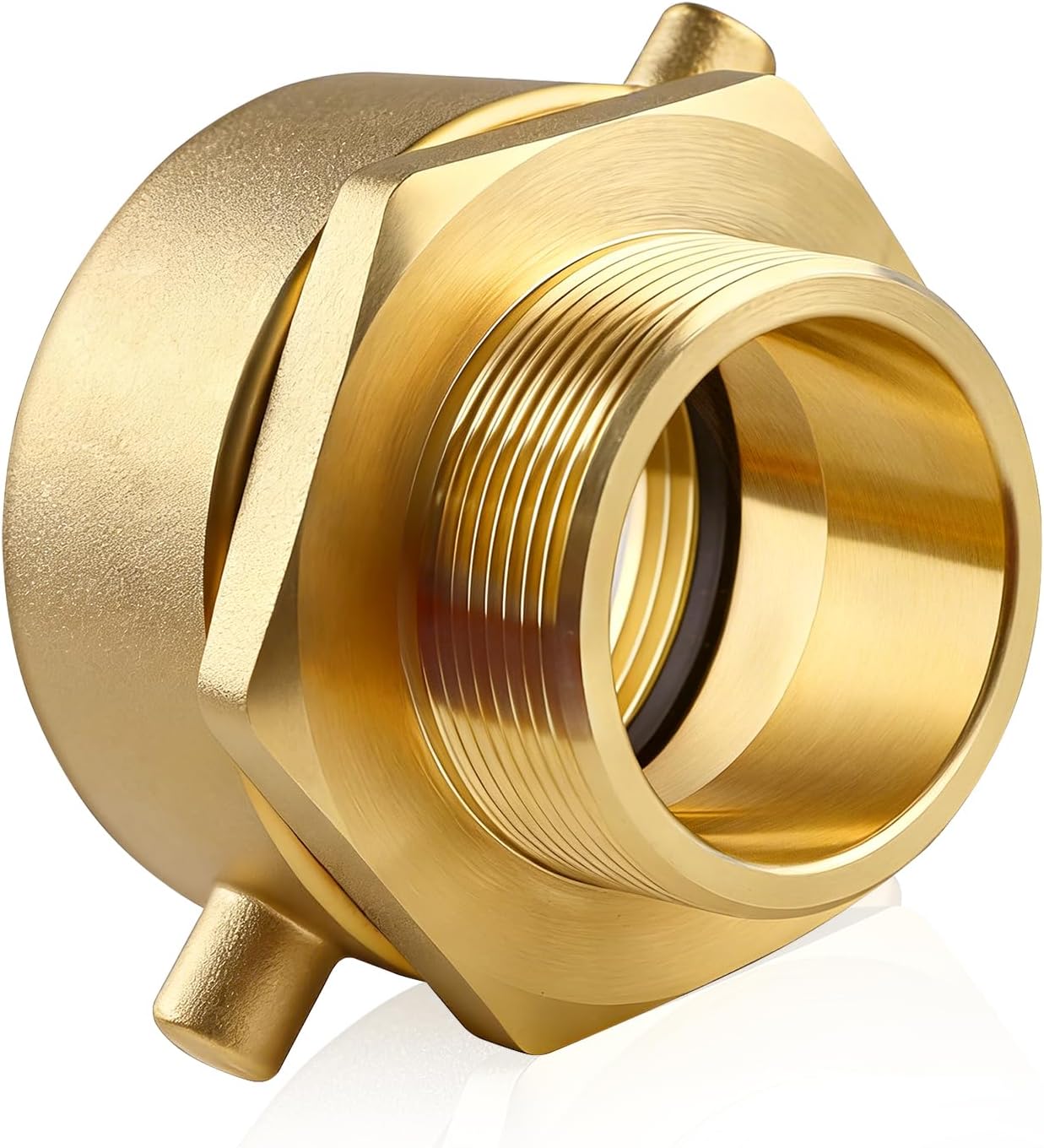 2.5 to 2 Fire Hydrant Hose Reducer Fitting, Brass Swivel Coupler with Pin Lug, 2-1/2 NST (NH) Female to 2 NPT Male Fire Hose Adapter (2.5" NST Female x 2" NPT Male)
