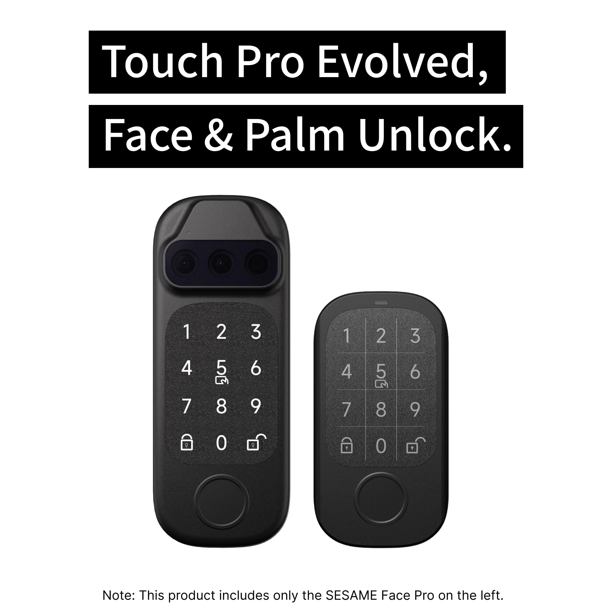 Sesame Face Pro, Smart Lock, SmartLock, Riconoscimento biometrico di viso e palmo, Passcord, impronta digitale, scheda NFC, serratura Bluetooth Keyless per porta d'ingresso, casa, Airbnb, casa vacanze