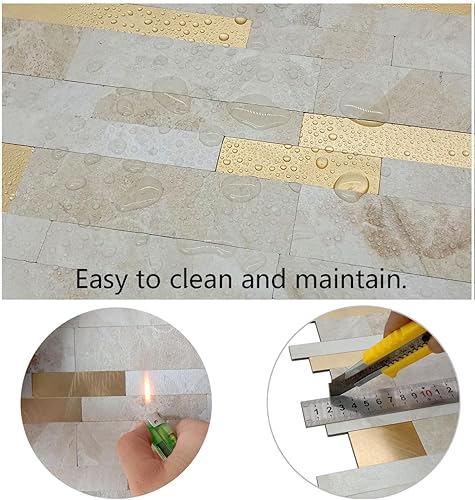 Miniatura 10 de Weimeisc 10 hojas de azulejos contra salpicaduras para cocina, despegar y pegar, 11.81 x 11.81 pulgadas, autoadhesivo, impermeable, azulejos de