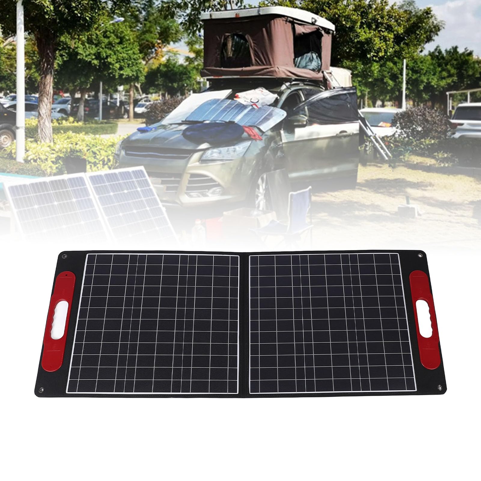 Kit Pannello Solare Monocristallino Portatile da 100 W | Design sottile e resistente all\'usura, uscita USB 5V, adatto per campeggio, , barche, giacche