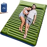 FUN PAC Camping Sleeping Pad, Ultralight Camping Mat with Pillow, Built-in Foot Pump Inflatable Sleeping Pads Compact for Camping Backpacking Hiking Traveling Tent,Double,Green.