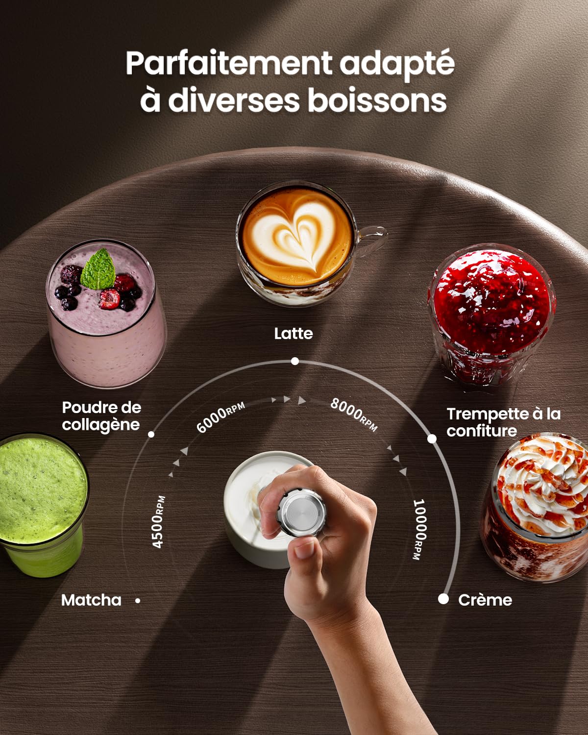 Maestri House Mousseur à Lait Rechargeable, Réglage de la Vitesse en Continu, Mousseur a Lait Café au Latte Premium électrique, Cappuccino au Chocolat Chaud Matcha