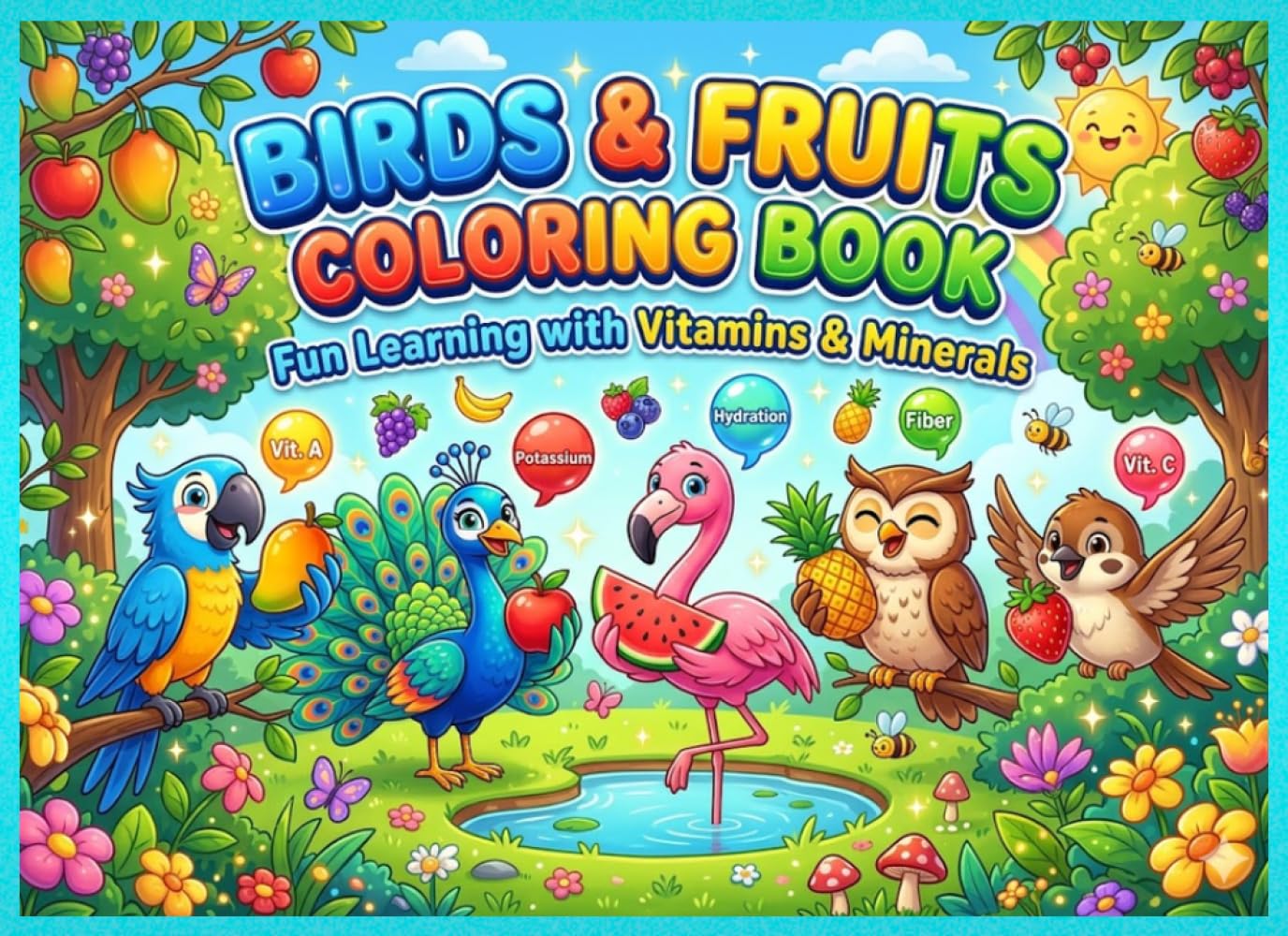 Birds & Fruits Coloring Book for Kids: Fun Learning with Vitamins & Minerals