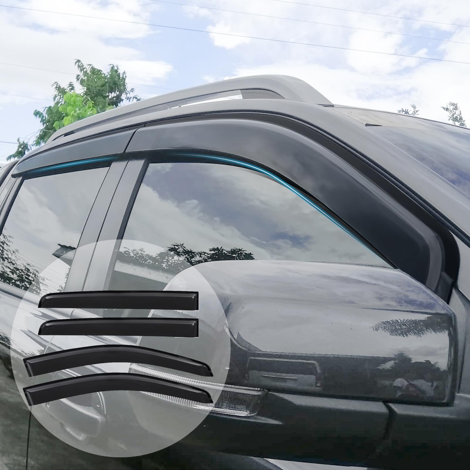 Wind Deflectors Compatible with Ford Ranger Raptor 2023 2024 2025, T9 Ranger Raptor Accessories (Car Window Rain Guard Shield)