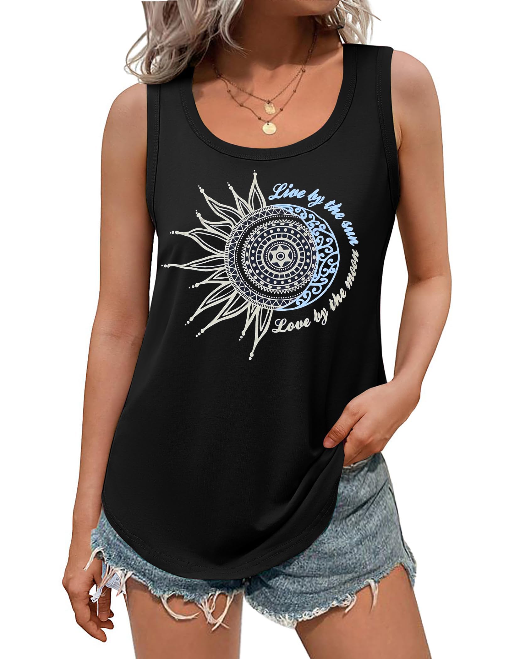 DUOEASE Oberteile Damen Sommer 2025 Basic Ärmellose Rundhals Tank Top Elegant Locker Tshirt