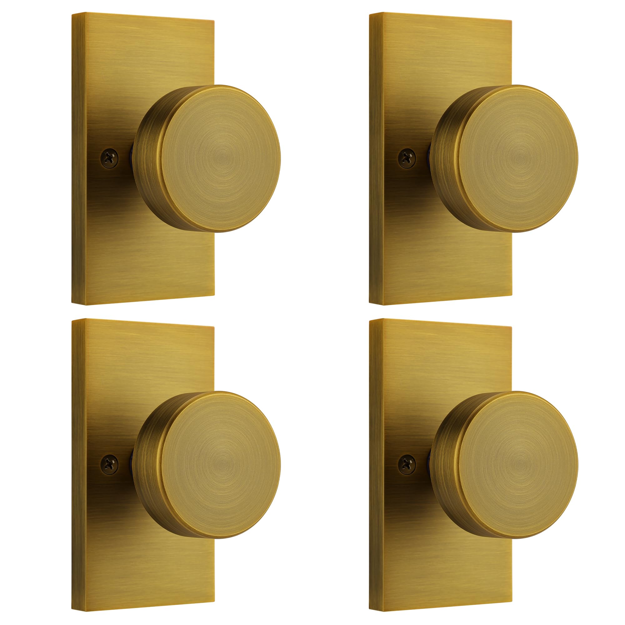 Satin Brass Privacy Door Knobs with Lock -21