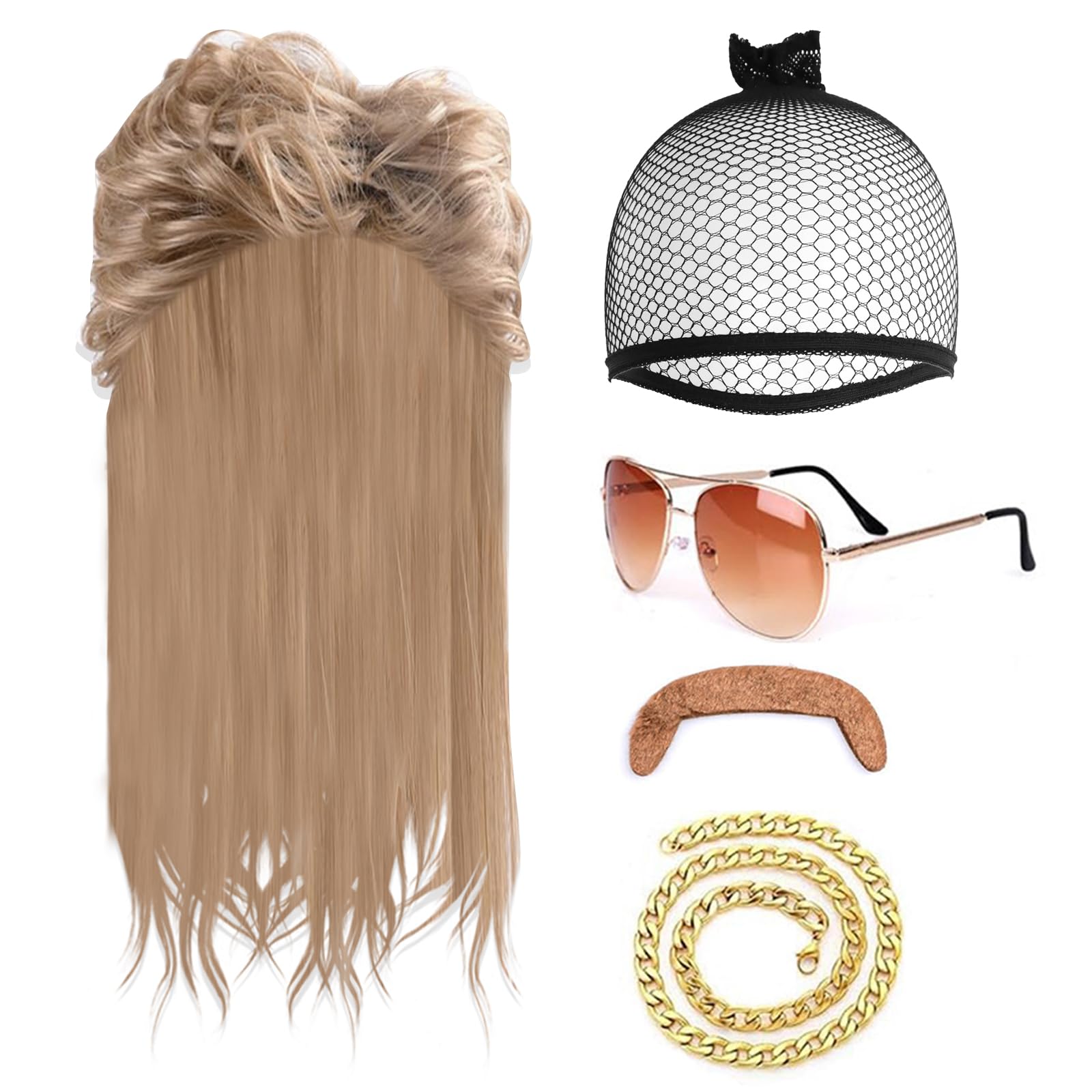 4 Pcs Accesorios Disfraz Años 80, Conjunto de Disfraces de Hippies, Disfraz Años 80 Hombre Hippie Hombre,para Fiestas de Carnaval, Años 80