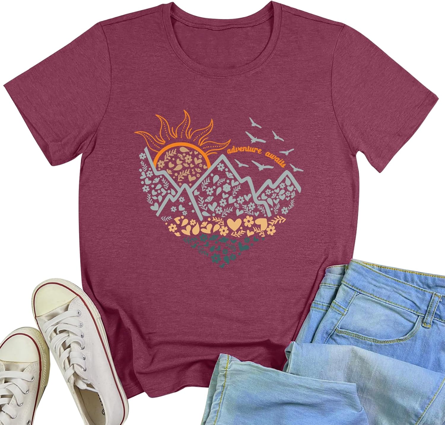 YITAN Women Adventure Tshirt Cute Graphic Tees