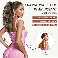 Vista 5 de FLUFYMOOZ Extensión de cola de caballo, extensión de cola de caballo con clip de garra de 18 pulgadas, extensiones de cabello ondulado y rizado