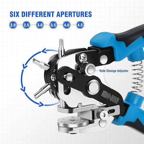 Miniatura 8 de DNA Motoring TOOLS-00126 - Herramienta giratoria para perforar agujeros de cuero, seis perforadores de campana hueca de acero recubierto perfecto