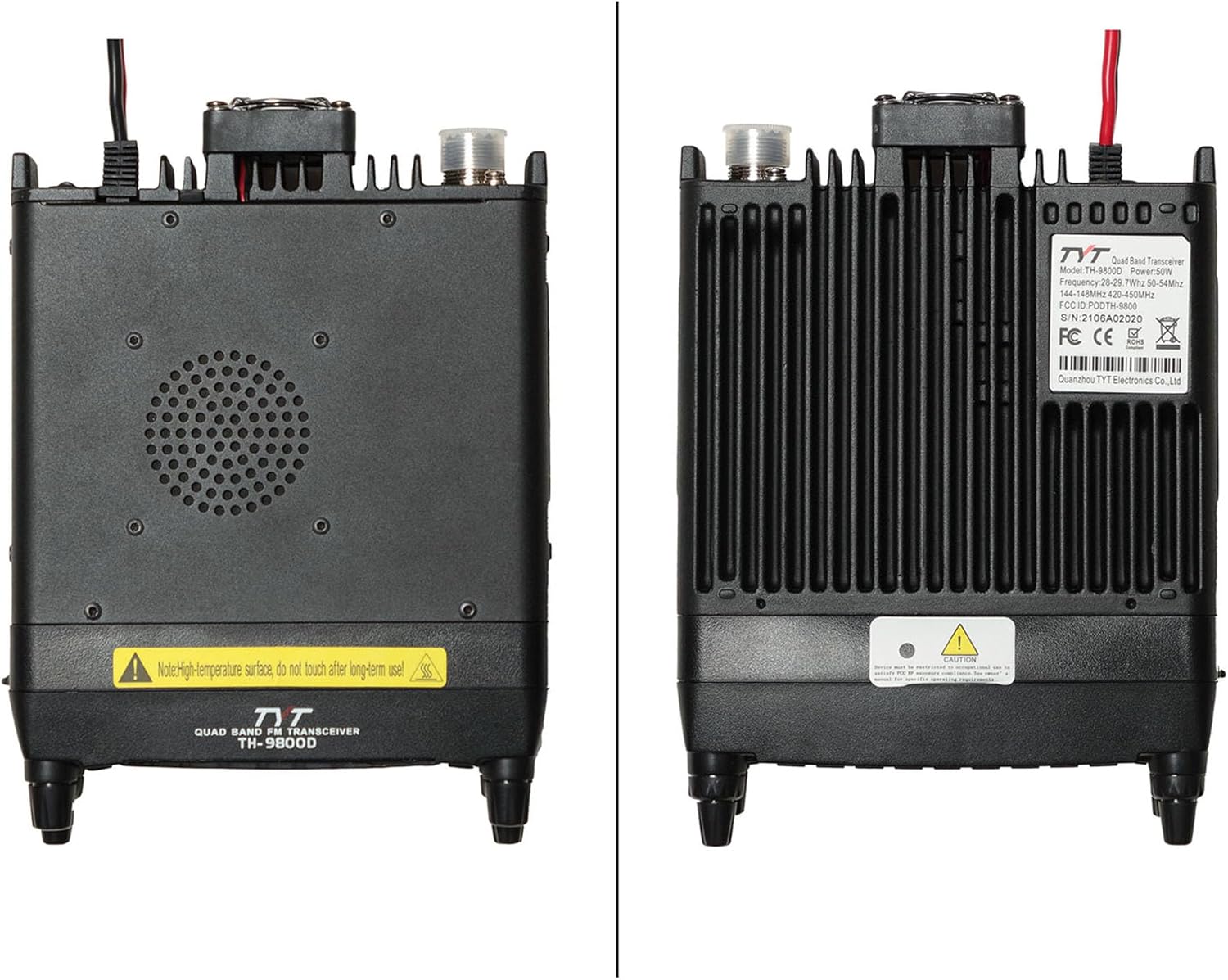 TH-9800D Quad Band 50W Mobile Ham Radio Transceiver, 10M 6M 2M 70CM Amateur Radios, Dual Display, Cross-Band Repeat, Detachable Faceplate with Programming Cable, Support Chirp