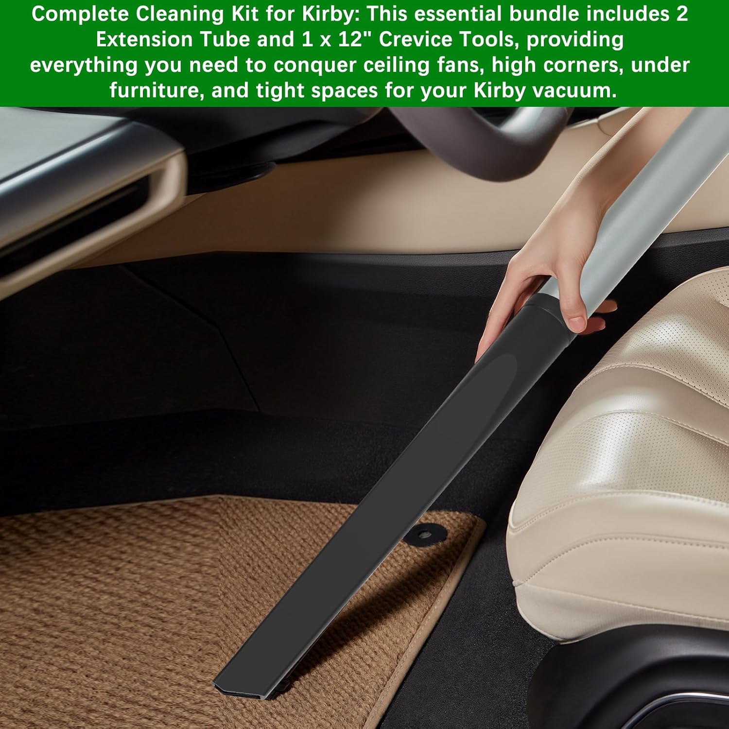 For Kirby Vacuum Attachments & Parts Bundle: 2 Vacuum Extension Tube(224006) + 12" Crevice Tool - Compatible with Kirby Models - Clean Ceiling Fans, Corners, Tight Spaces Kit