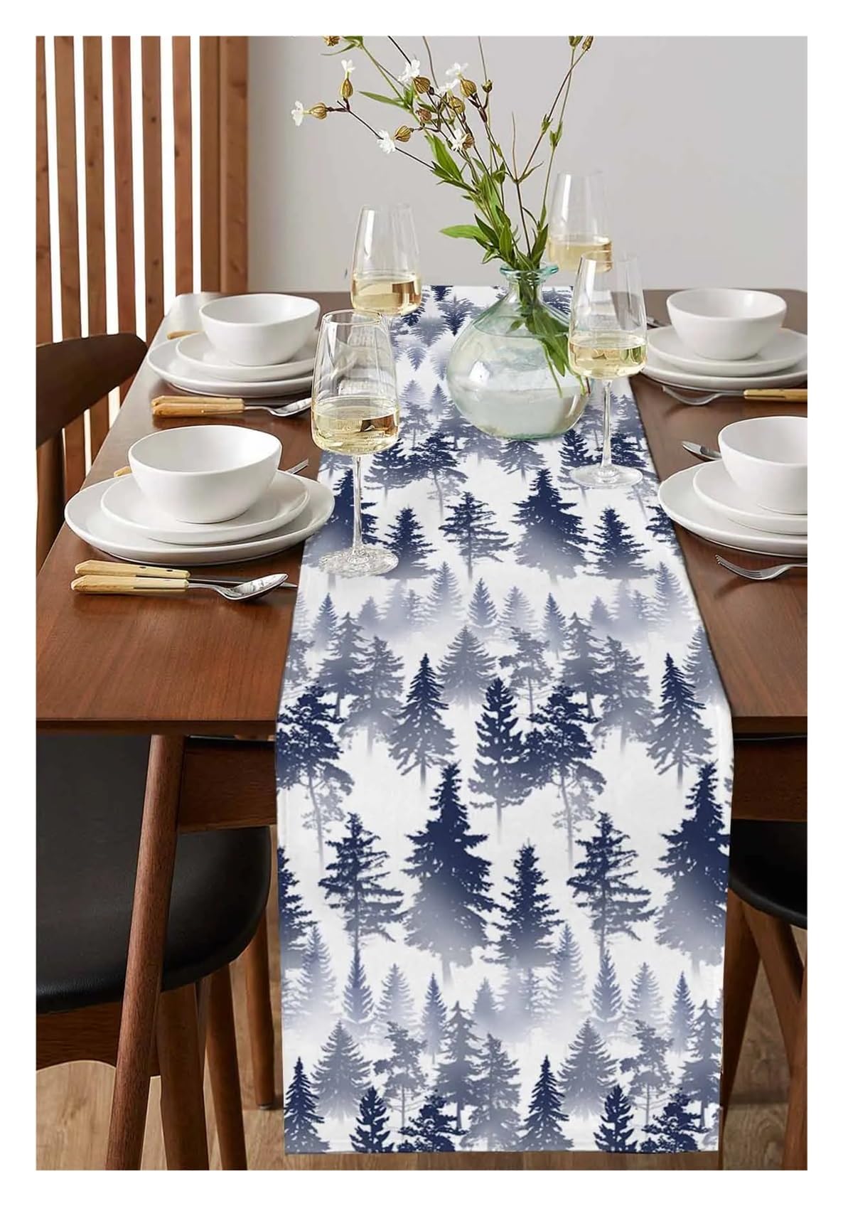 Chemin de Table Chemin de Table Arbres forêts Silhouettes décoration Abstraite décor à la Maison dîner Table décoration Table décor(33 x 304cm)