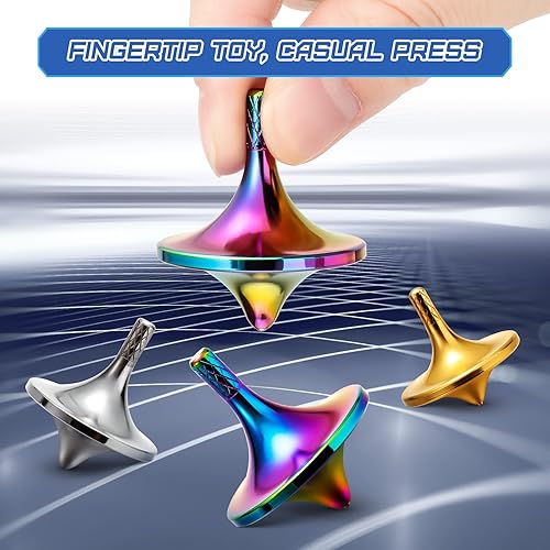 Vista 4 de Leitee 3 piezas de metal de latón con parte superior giratoria de escritorio Good Balance para adultos, matar el tiempo, enfoque prolongado, 3