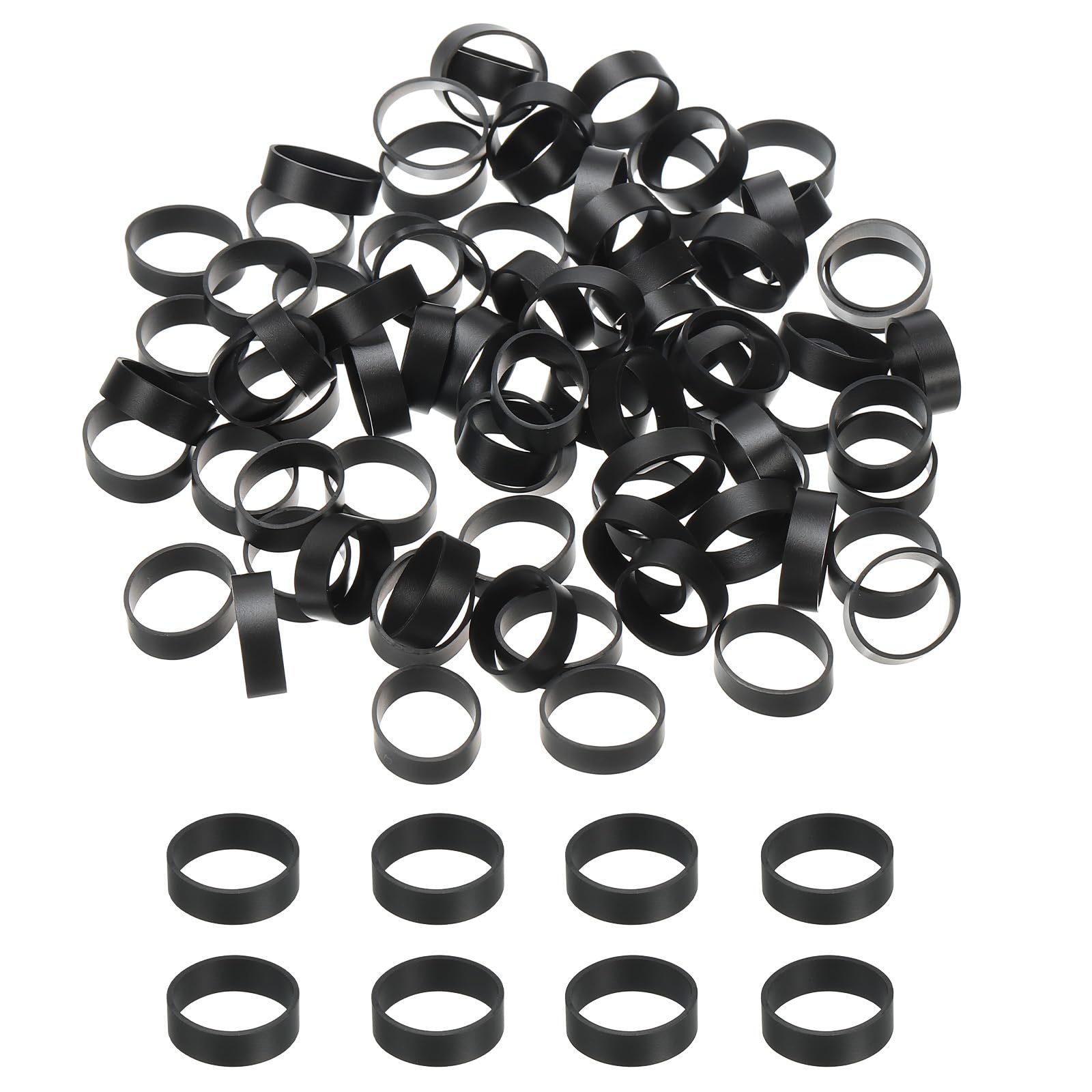 PATIKIL Silicone Rubber Bands Cable Ties 0.7", 200 Pcs Flat Rubber Elastic Band for Office Supplies Home Cord Wrapping Black